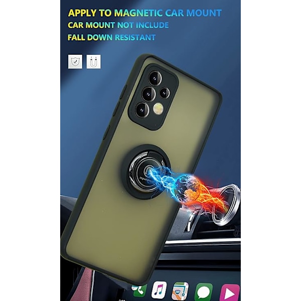 Er spesielt designet for Samsung Galaxy A52(5G) Anti-riper, anti-fingeravtrykk, innebygd 360° roterende ringbrakett solid og holdbar
