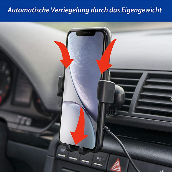 Trådløs biloplader, mobiltelefonoplader, mobiltelefonholder, trådløs oplader hvid