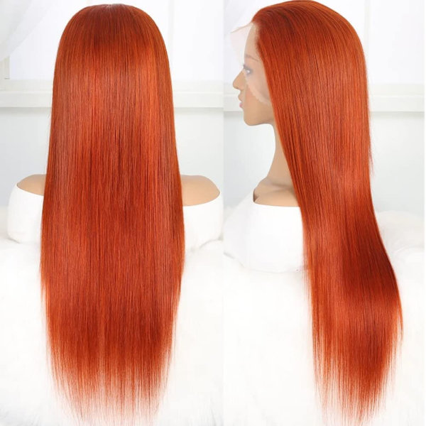Spetsfrontperuker Människohår Färgat Ingefära Orange Rak Spetsfrontperuk 13x4 Hd Transparenta Främre Peruker Människohår Förplockad Ingefära Peruk Människohår Ginger Orange 26 Inch