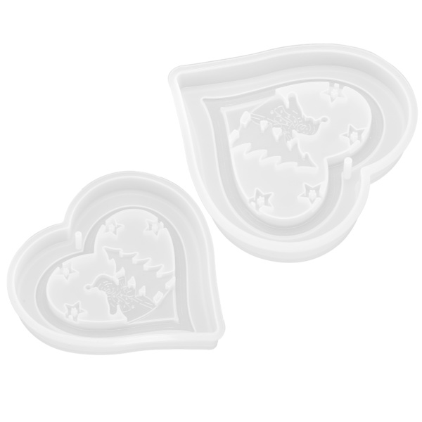 Silikonform Resin Holdbar Myk Rivningsmotstand Resin Ornamentformer for DIY Håndverk Heart Shaped Listing
