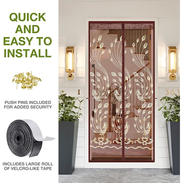 Magnetisk skärmdörr för skjutdörrar, kraftig nätgardin med handsfree magnetisk stängning, insektsäker partition för uteplats och balkong red 85*210cm