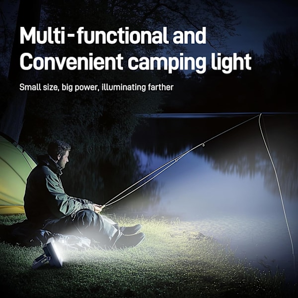 2000LM Dimbar LED Solarlampa för Camping - Magnetisk IP67 Vattentät 5 Lägen & Ställ för Inom- och Utomhusbruk Black