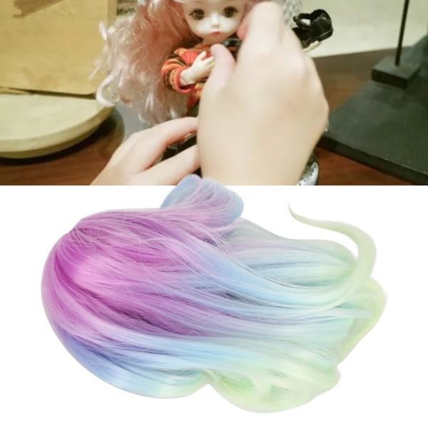 1/6 pallonivelinen nukenperuukki, simulointipäänahka, pehmeä korkean lämpötilan silkkinuken korvaava hiusperuukki 15,5–17 cm:n pään ympärysmitalle Colorful
