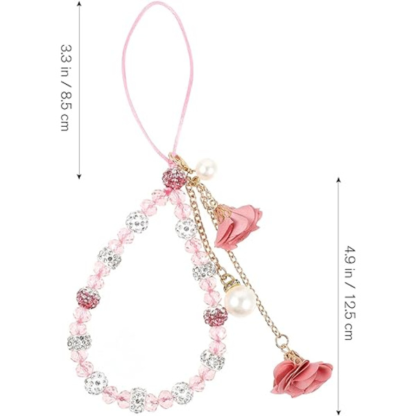 Mobiltelefonremmar Kreativa Kristallblomma Hänge Telefon Charm Halkfri Telefon Lanyard handledsrem för dekoration Red