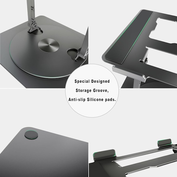 360° Roterande Laptopställ med Justerbar Höjd, Kraftig & Portabel Design, Passar De Flesta 17-Tums Bärbara Datorer, för Hem- & Kontorsbruk grey