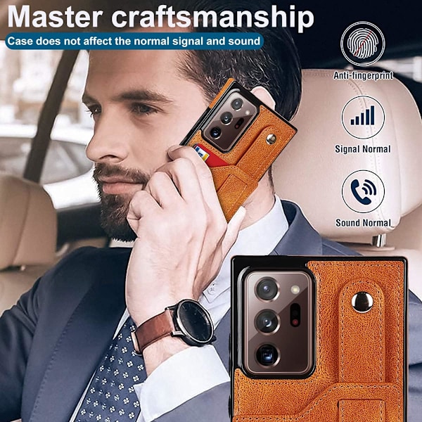 Designad för Samsung Galaxy Note 20 Ultra/Note20 Plus 5G Plånboksfodral med Justerbar Handledsrem Ställ PU Läder Kreditkortsfack