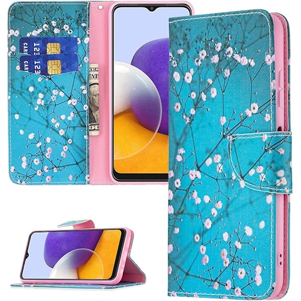 Yhteensopiva Samsung S22FE -kotelon kanssa, ylellinen ja tyylikäs PU-nahkainen läppäkotelo korttipaikalla, lompakolla, jalustalla ja magneettilukolla
