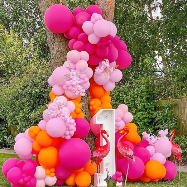 129 stk. lyserøde balloner i forskellige størrelser 18 12 10 5 tommer til guirlandebue, lyserøde balloner til Valentinsdag fødselsdag baby shower køn afsløring bryllup Pink