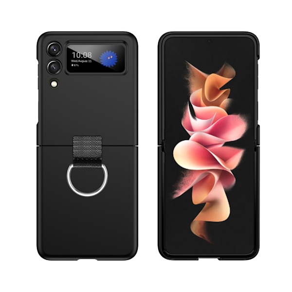 Til Galaxy Z Flip 3 Cover med Ring, Stødsikkert Slankt Beskyttende TPU Silikone Telefon Cover med Aftagelig Fingerløkke