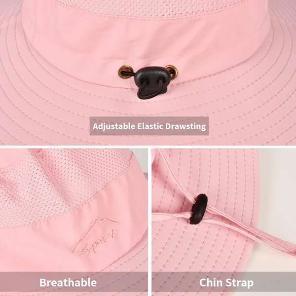 Solhattar för män och kvinnor Fiskehatt UPF 50+ Andningsbar bredbrättad sommar UV-skyddande hatt Pink