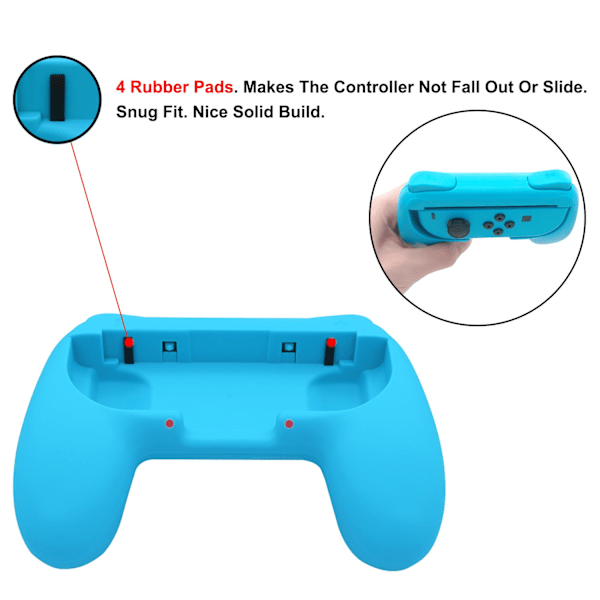 2-pack grepp kompatibel med Nintendo Switch för Joy-Con & OLED-modell för Joycon, slitstarkt handtagskit kompatibelt med Joy-Cons-kontroller Red/Blue