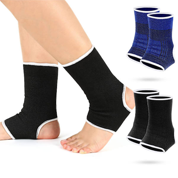 4 kappaletta / 2 paria lasten nilkkatukea kompressio lapsen nilkkatuki joustavat lasten kompressiosukat neulotut nilkkatuki tuki nilkkatuki lenkkeilyyn R Black Dark Blue 5-10 Years