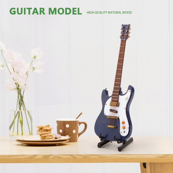 Exquisite Wooden Mini Guitar Model Display Decoration Home Coffee House Ornament