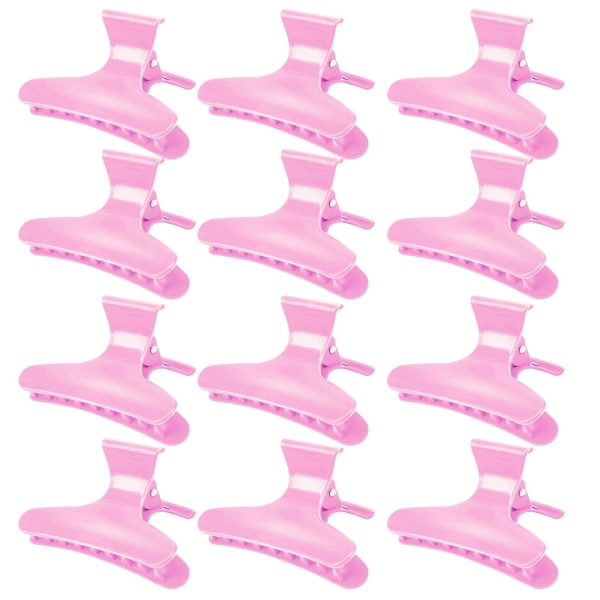 12 kappaleen pakkaus PInk Butterfly Hair Clamps Clips Hair Claw Clips Pro Salon Clip naisille ja tytöille Pink