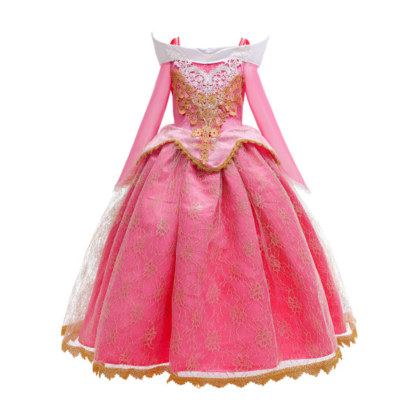 Rosa prinsessadräkt för flickor Halloween Carnival Cosplay Party Dress Up (140 cm)