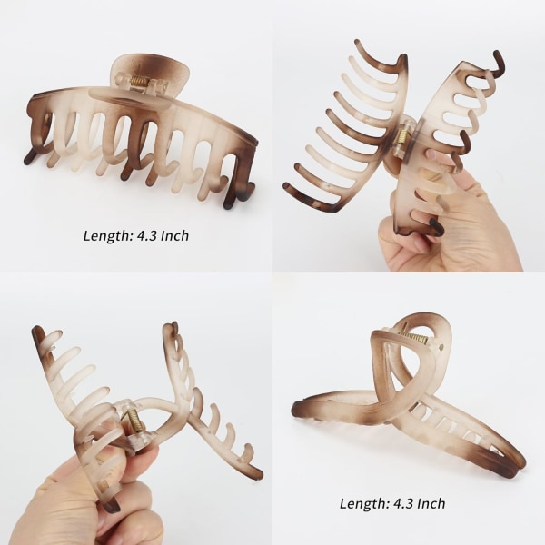 5PCS hårklemme til kvinder, matte hårklemme til piger, ravfarvede hårklemmer, skridsikre mellemstore og store hårklemmer amber brown-5 style