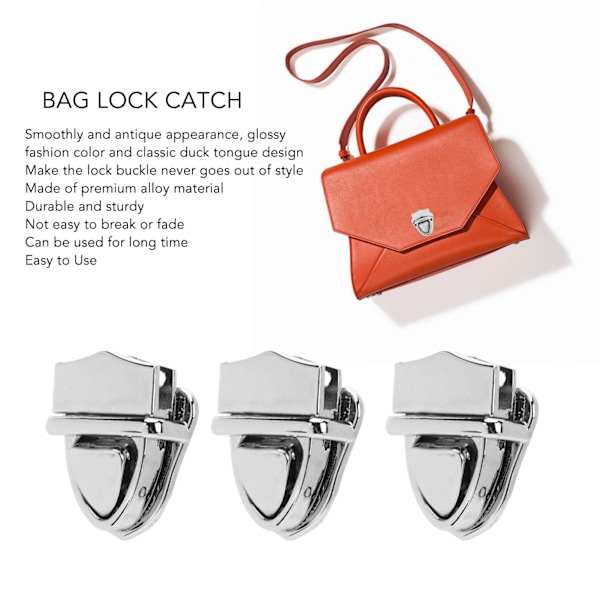 10 stk. Tuck Lock Clasp Catch Klassisk Glansfull Legering Veske Tommel Lås for DIY Lommebok Lærveske