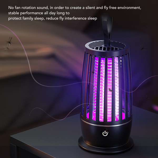 Elektrisk flugfälla 110V 220V PP USB uppladdningsbar tyst flugfälla lampa för inomhus utomhus