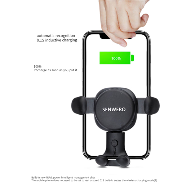 Trådløs billader, sugekopp dashbord teleskopisk brakett - Stjernehimmel med trådløs lader (ett sett)