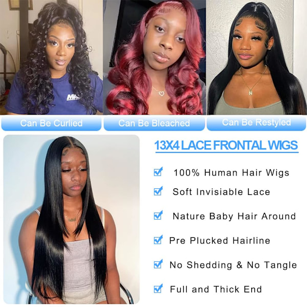 26 tuuman pitsi etuviikuna ihmishiukset Pre Plucked Bleached Knots Lace Front Wig 180 Density Hd Lace Front Wigs Ihmishiukset mustille naisille suora pitsi F 26 Inch