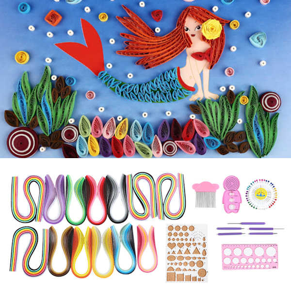 Papper Quilling Set Gradient Ramp Färgglad Scrip DIY Handgjord Konst Hantverk Verktygssats