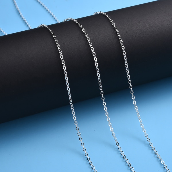 DIY smykketilbehør 10 meter Cross O Flat Chain Spole Bulk for Armbånd Halskjede Extender Sølv 2.2x1.8x0.3mm