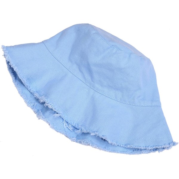 Solhattar för kvinnor Sommar Casual Bred Brätte Bomull Bucket Hat Strand Semester Resa Tillbehör Blue