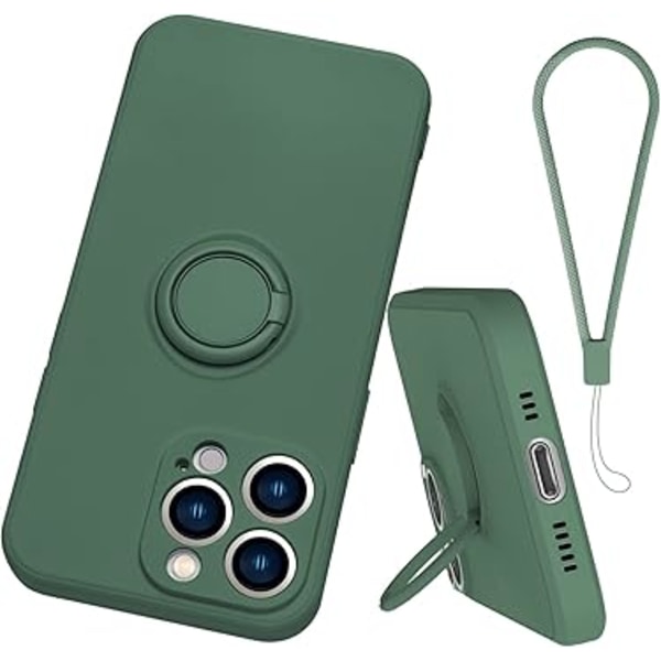 Silikoninen rengaspidike puhelinkotelo iPhone 11 Pro Maxille, 360° pidike suojakuori käsiremmin kanssa, tukee magneettista autotelinettä
