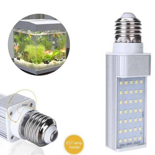 2x Fishpod Valkoinen Kasviaquarium 7w Kasvatusvalo Led Säiliö Kala Korallilamppu E27 Lamppu