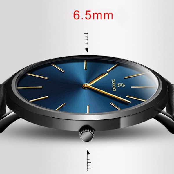 Ultratunn Klocka - Kvarts Klocka för Män - Armbandsur black 65