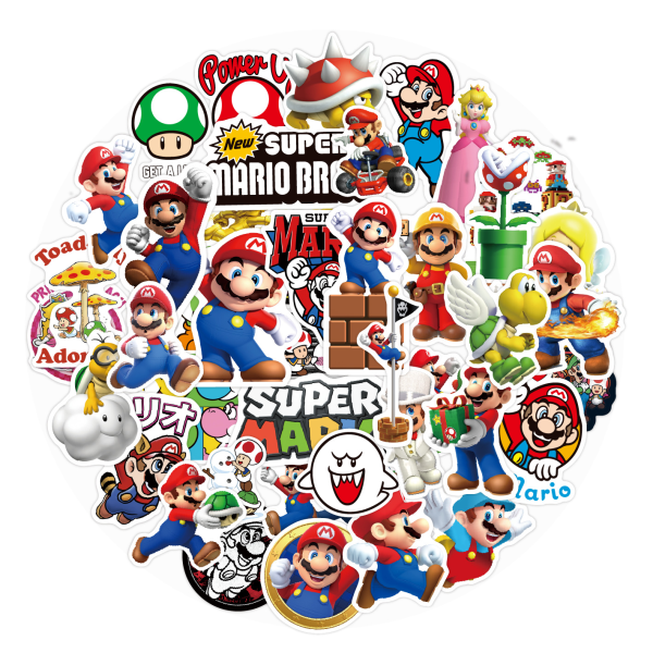 50 st Super Mario tecknade vattentäta klistermärken