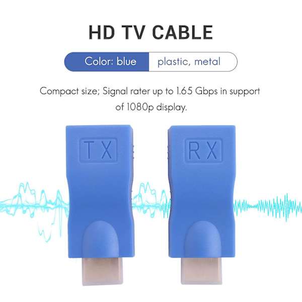 HDMI-kompatibel forlenger til RJ45 LAN-nettverksutvidelse sender mottaker TX RX Cat5e CAT6 Ethernet-kabel V1.4 30m 4K HD TV 1080P