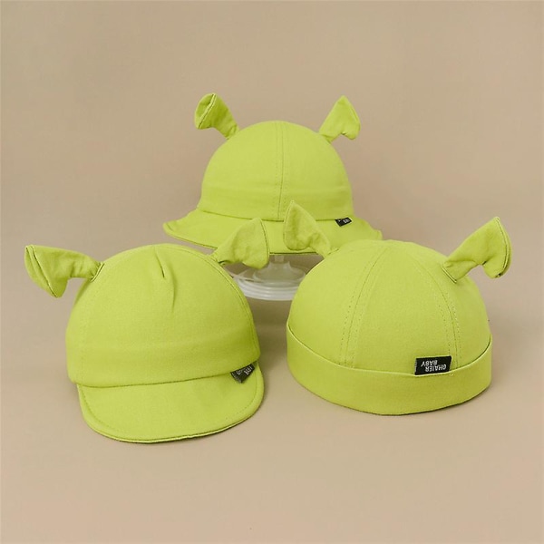 Unisex Monster Shrek Hatt för Barn Flickor Pojkar Halloween Bonnet Bomull Hink Hat Grön Festlig Rolig Skullies Mössa Fiskare Kepsar