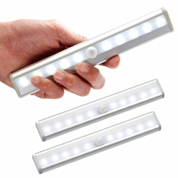 Set med 3 LED-rörelsesensorlampor för inomhusbruk, garderobslampa 10 LED-AD10--O-