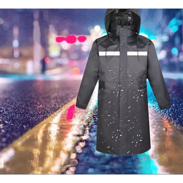 Regnrock, lång, antistormregnrock i ett stycke, dubbellager, vattentät – reflekterande XL