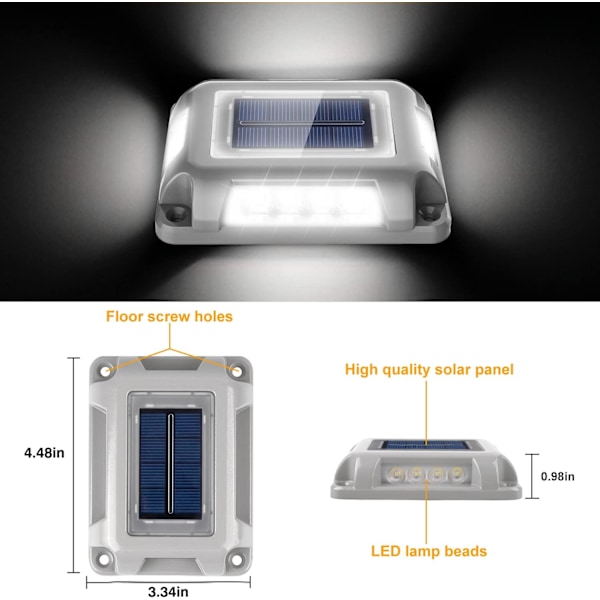 Solcelledrevne indkørsels- og terrasselamper, solcelledrevne stilamper til udendørs brug, LED-jordindkørselslamper - koldt hvidt indkørselslys, solcelledrevne stilamper - 2-pak