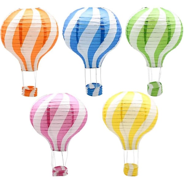 Hanging Hot Air Balloon Paper Lanterns Set, Party Decoration Birthday Wedding Christmas Party Decor Gift, 12 Inch, Pack Of 5 Pieces