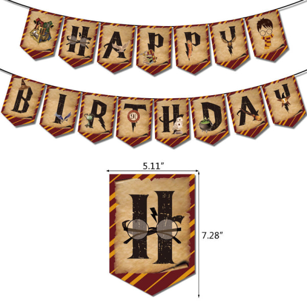 Koristeet födelsedagskalas med magiskt teema Harry Potter Flagga Trollkarl Glas Tårtinsats Ballonger
