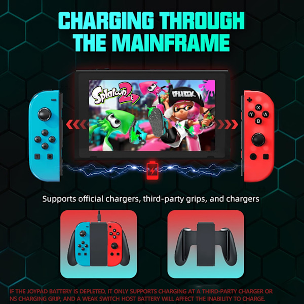 Trådlös handkontroll kompatibel för Nintendo Switch, OLED, Lite Gamepad Joystick (V/H) Ersättning med RGB höger blue+red