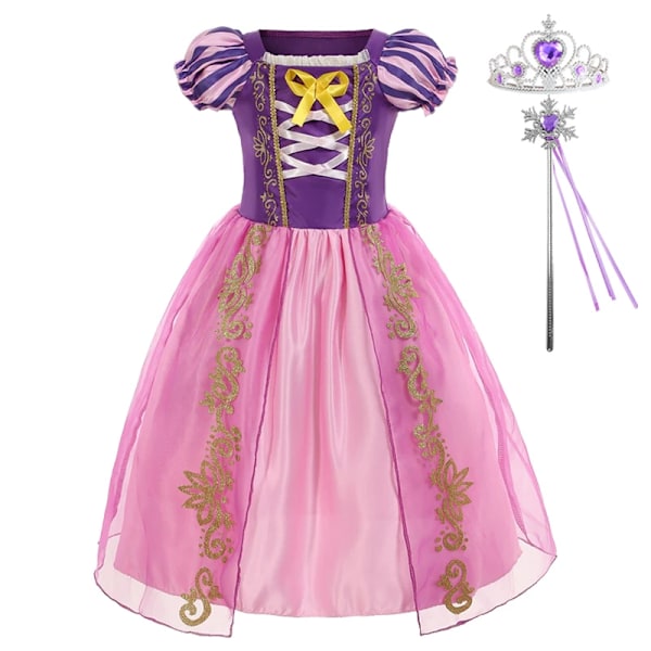 Rapunzelklänning för flickor, utklädningsklänning, fantasy, barnkalas, prinsesskostym, barn, halloween, lila paljetter, meshkläder Rapunzel A Set01-KL Rapunzel A Set01 3T(Tag110)