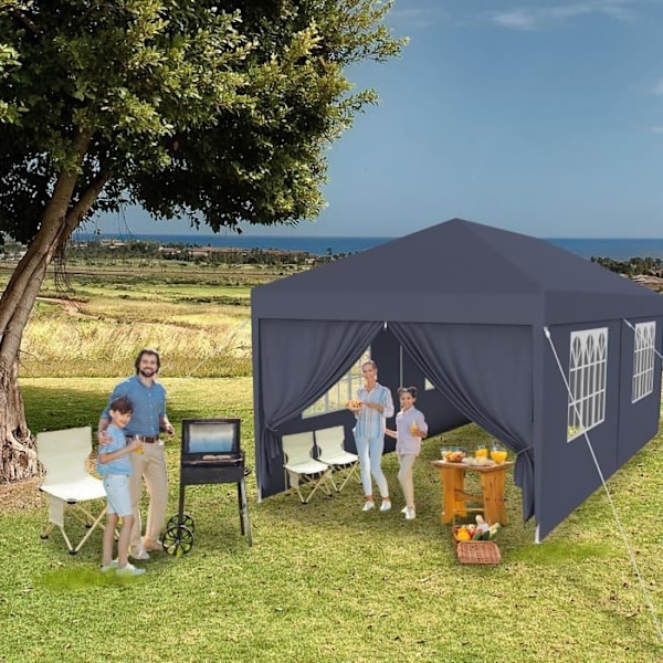 Pavillon - UISEBRT - 3x6m - Vandtæt - UV-beskyttelse - Vindbeskyttelse Träkol/Vit