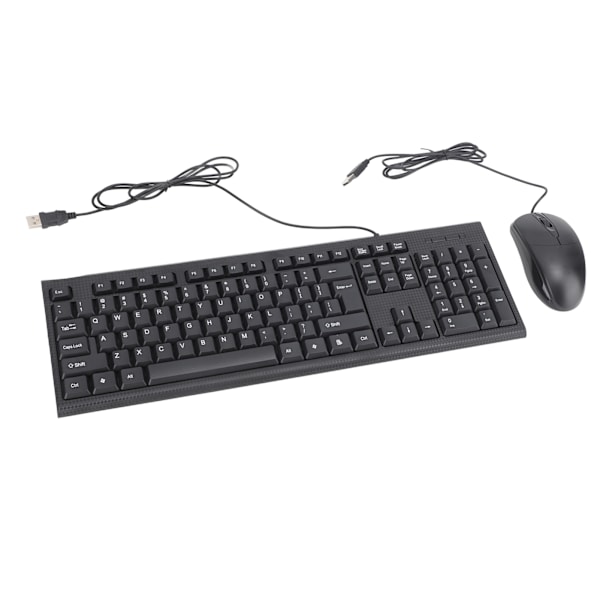 Tastatur og mus-kombinasjon svart vanntett 104 taster antislip USB kablet tilkobling tastatur mus sett for spillkontor