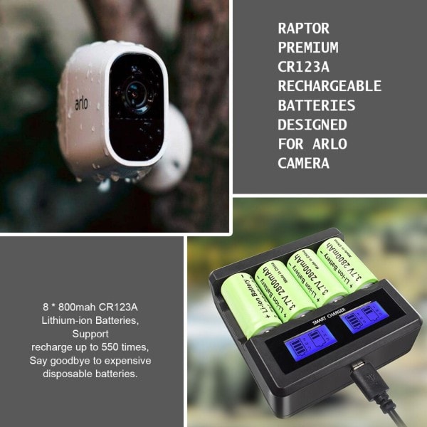 16 stk. 2800mAh Genopladelige 3,7V Li-ion 16340 Batterier CR123A Batteri til LED Lommelygte