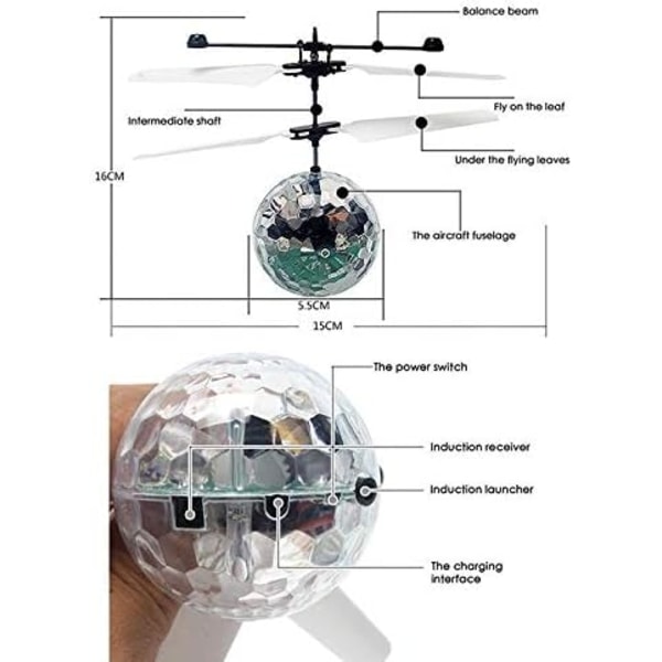 Flygende ball, infrarød induksjon RC flyball, LED blinkende lys flyplan helikopter flygende RC elektrisk kule induksjonsleketøy for barn voksne