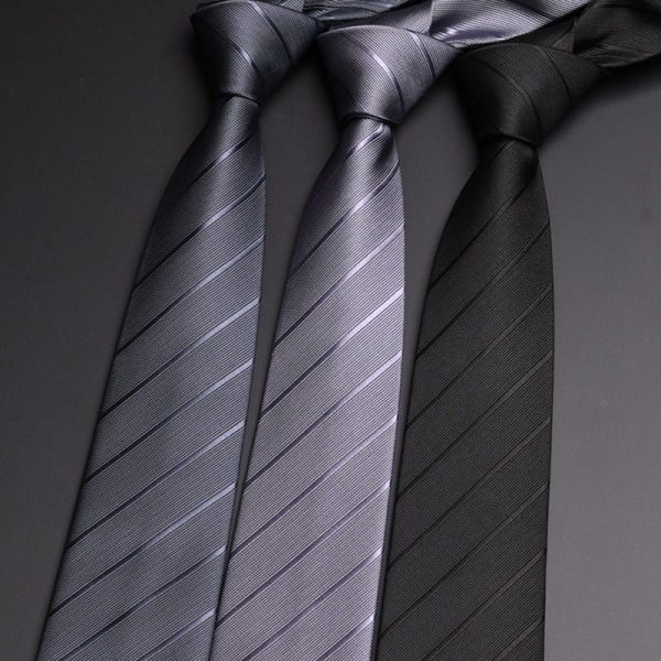 Mænds bryllupsslips - 3-delt stribet plaid slipssæt Silver