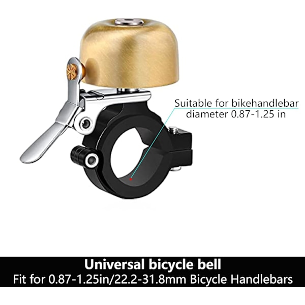 Klassisk cykelklocka i mässing, cykelklockor för vuxna och barn, hög cykelklocka i guld[GKS]