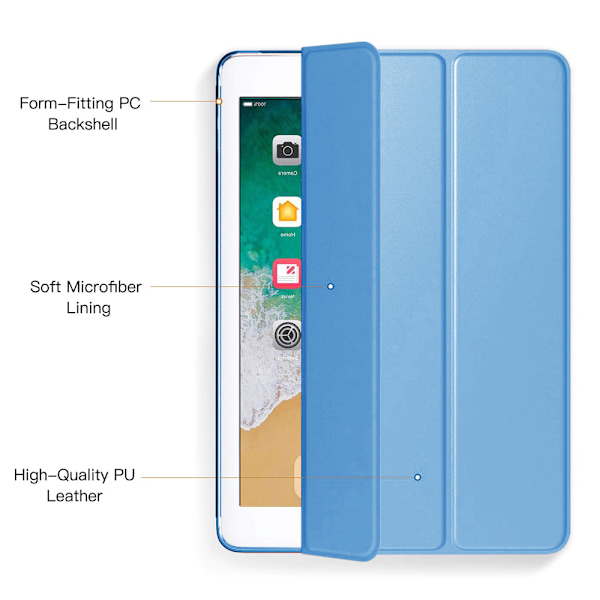 Etui - Slankt, lett smart etui med klar frostet bakside og automatisk vekking/hvile - Blå, iPad 10.9 (2022)【mo】