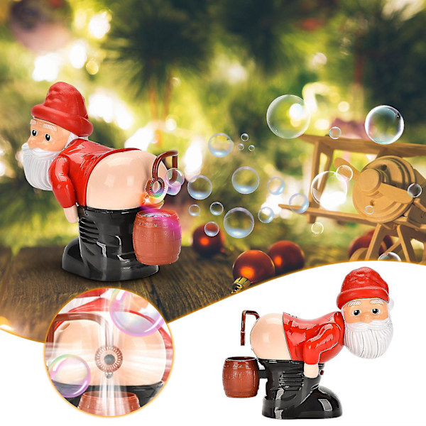 Tomte Bubbelmaskin med Automatisk Bubbelblåsning, Ljus, Musik - 2023 - Inkluderar 60 ml Lösning{HH}