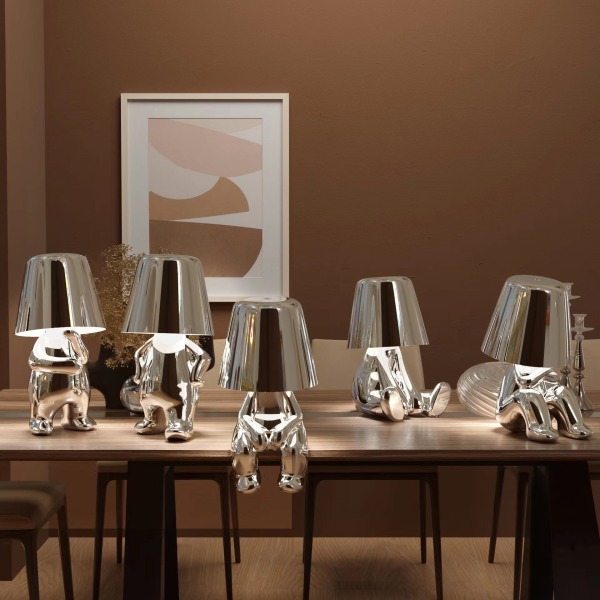 Senglampe med touch-funktion, guld Thinker-lampe, skrivebordslampe, trådløs, genopladelig, bærbar, dekorativ natlampe Guld D