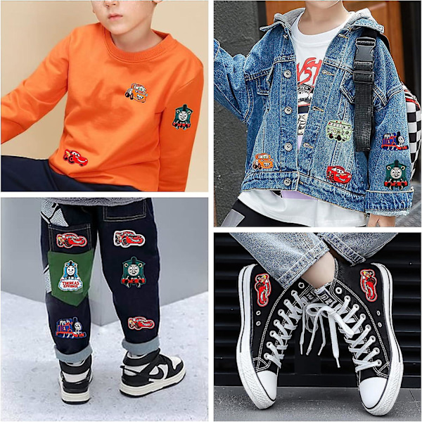 17 Stycken Stryk-på-Lappar för Barn med Bilar Thomas Sy-på-Lapp Stryk-på-Lapp för Barn Knäförstärkning Stryk-på-Lapp Jeans Kläder
